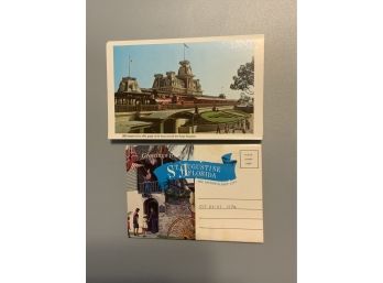 Walt Disney World And St Augustine Florida Vintage Fold Out Postcards
