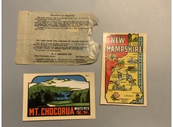Vintage New Hampshire And Mt Chocorua Transfers
