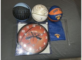Knicks Clock, Mini Basketballs And Remote Control Holder