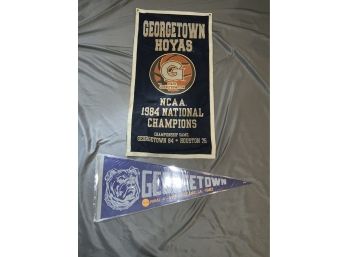 Vintage Georgetown Hoyas Banner And Pennant