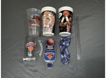 Knicks Bud Light Beer Tap Handle And Cups