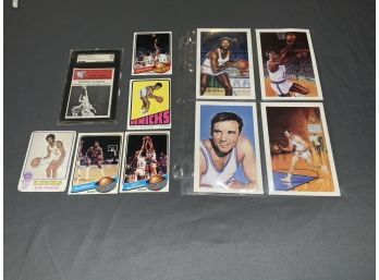 Vintage Knicks Cards, HOF Postcards And A Graded 1961-62 Fleer Richie Guerin Card