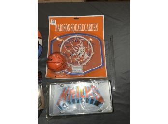 Knicks Mini Hoop, Basketballs And License Plate