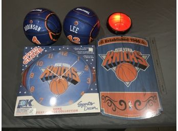 Knicks Sign, Clock And Mini Basketballs