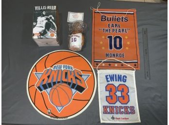 Willis Reed Nesting Doll, Round Felt Pennant And Banners