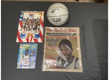 Team USA Book, Ewing TV Guide And Paper Plus A Mini Basketball