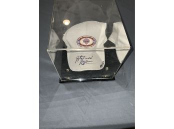 Autographed Knicks Hat In Display Case