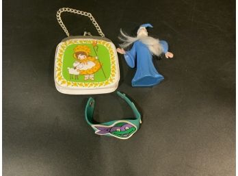 TMNT Bracelet, Hallmark Toy Purse And A Disney Merlin Toy