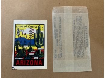Vintage Arizona Land Of The Cactus Decal