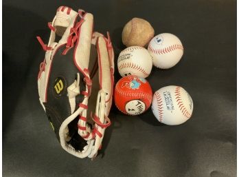 Baseball Lot With Glove And Balls