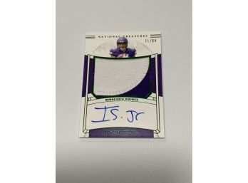 Irv Smith JR 2019 National Treasures Rookie Patch Autograph Card