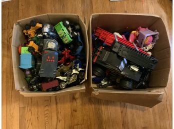 2 Large Boxes Of Kids Toys, Mainly Vehicles