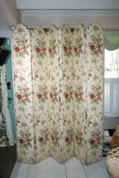 Upholstered Floral Six Panel Screen