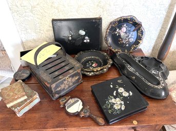 Group Of Boxes And Mother Of Pearl Inlaid Items