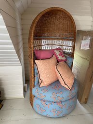 Wicker Rounded Chair And Pillows