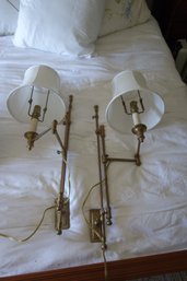 Pair Of Fine Quality Brass Adjustable Wall Lamps.