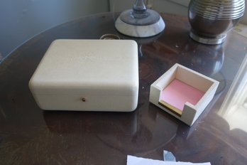 Ralph Lauren Sharkskin Jewelry Box And An Aerin Post It Note Holder.