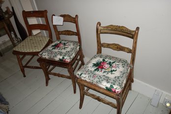Pair Of Saber Leg Rush Seat Chairs With Single Caned Seat Side Chair