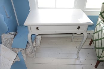 White Painted Wood One Drawer Desk