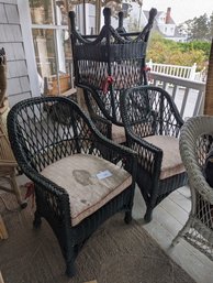 Six Painted Wicker Armchairs.