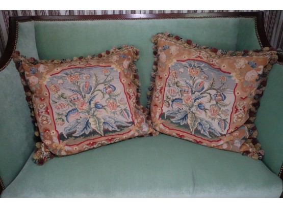 Two Large Needlepoint Pillows