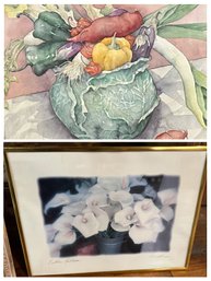Calla Lilly Photograph Paired With Vegetable Still Life Watercolor
