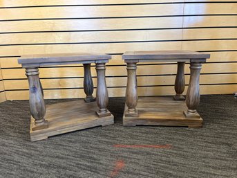 Baluster Reclaimed Pine End Tables - Set Of 2 (AC)