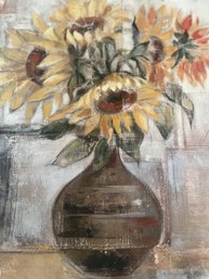 Art: Sunflowers In Bronze Vase By Silvia Vassileva, Signed