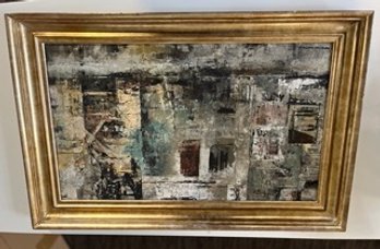 Art: Abstract Oil Painting In Gold Frame, Signed By Homer Roy Martin