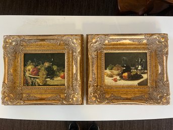 Art: 'Corner Of Table' & 'Grapes & Apples' Limited Edition 'Brushstrokes' Replicas - Set Of 2 (GP)