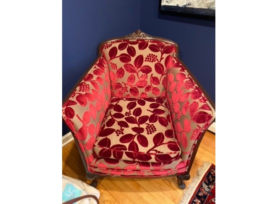 1930s Red Velvet Armchair