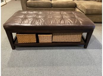 Coffee Table/Brown Leather Bench