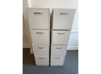 Two White 4 Drawer File Cabinets