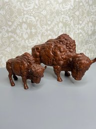 Vintage 1996 Pair Of Red Mill Bison Figurines