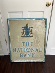 Antique Cast Iron 'The National Bank' Sign
