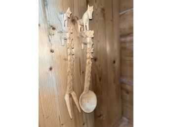 Carved Wooden Serving Spoons