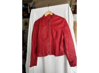 Anne Klein -  Red Leather Jacket - Size Small