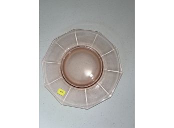 Clear Pink Depression Glass Plate