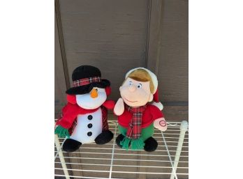 Vintage Stuffed Snowman & Boy