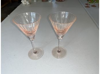 Two Pink Champaign Glasses
