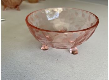 Pink Depression Glass Footed Bowl