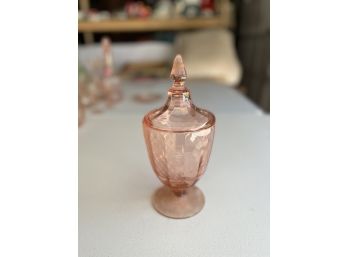 Pink Depression Glass Lidded Jar
