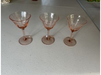 Delicate Pink Depression Glass Aperitif Glasses