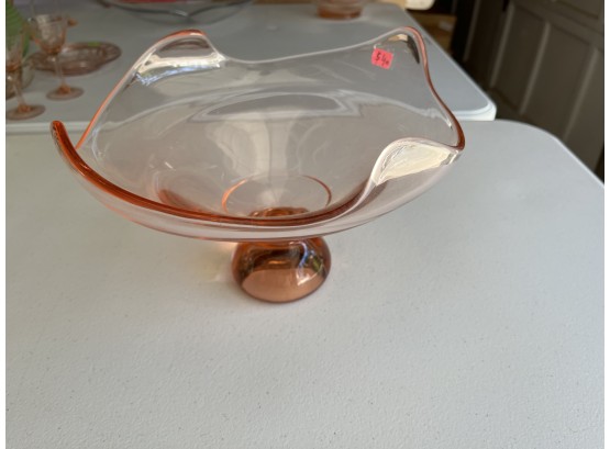 Large & Heavy Depression Glass Pedestal Bowl