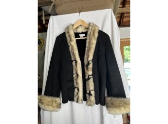 White House / Black Market Faux Fur Jacket Size Large