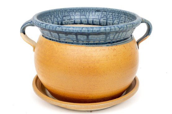 Stoneware Blue/Orange Pottery Planter
