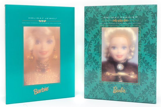 Two Holiday Porcelain Barbies (New In Box)