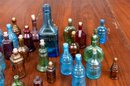 Collection Of Miniature Carnival Glass Bottles