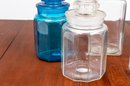 Mid 20th Century Turquoise & Clear Glass Canisters