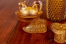 Assorted Lot Of Amber Glass